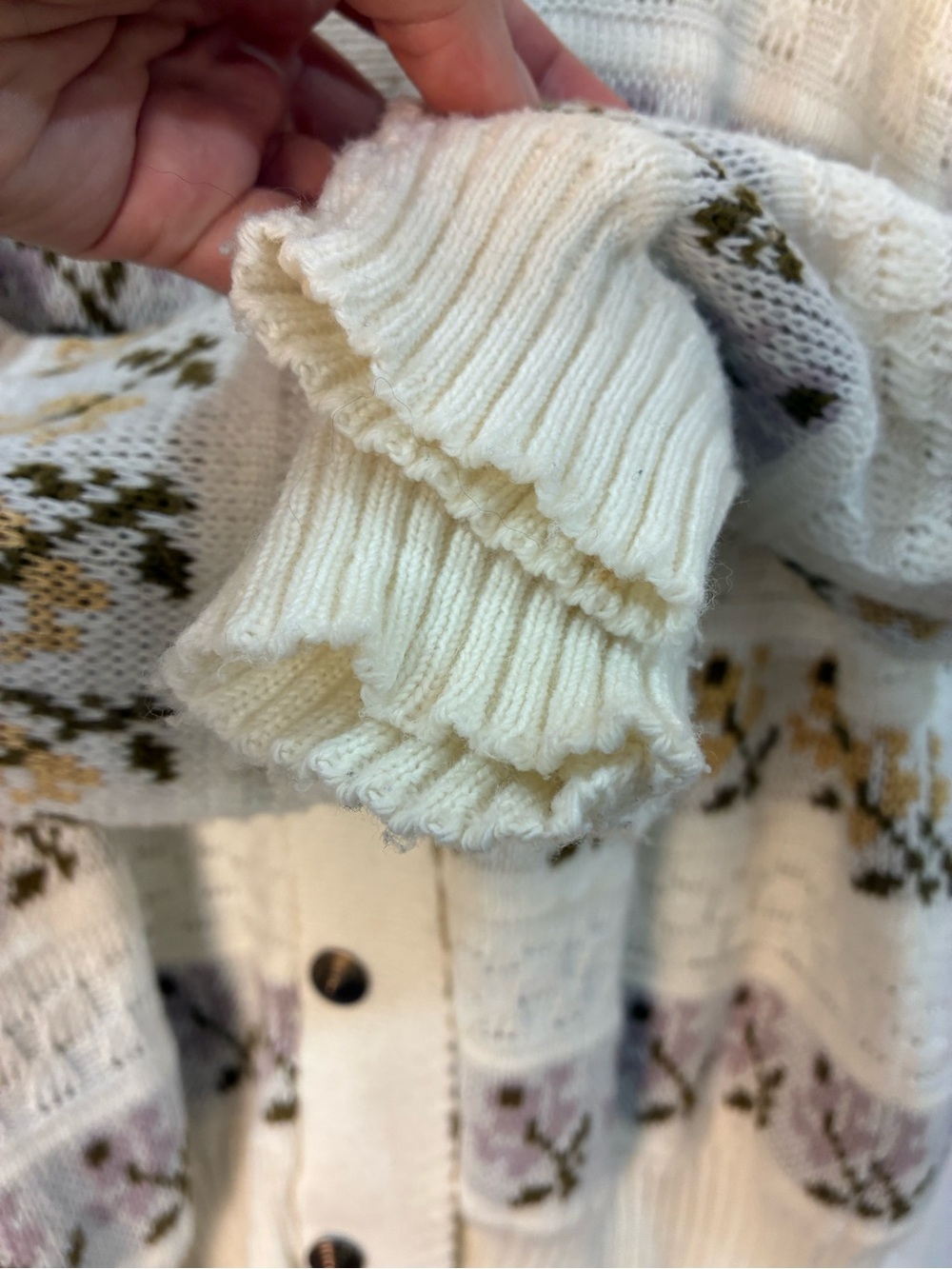 Vintage Cardigan English Knit Cottagecore Floral Grandpa Sweater Made In England - Picture 5 of 7